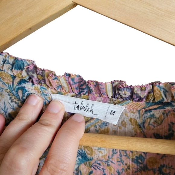 Talulah Bohemian Floral Blouse In Pink and Cream Size Medium - Picture 3 of 5